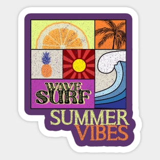 beach vacation Summer Vibes wave surf Beach Illustration Sticker